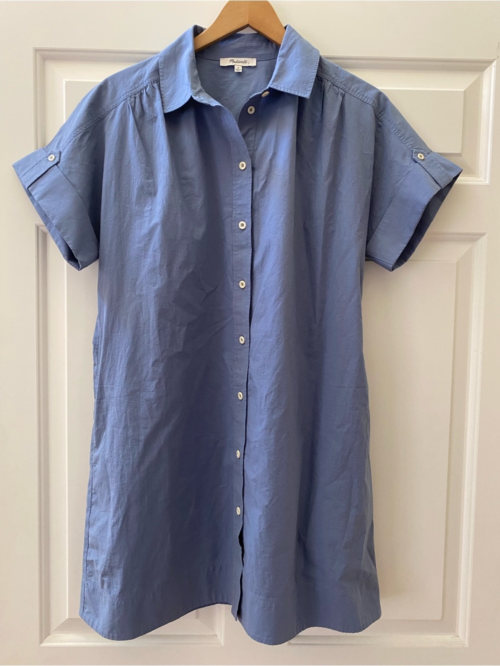 Madewell Shirtdress Blue Casual Cotton Button-Up Dress Summer Cookout Party Sm
